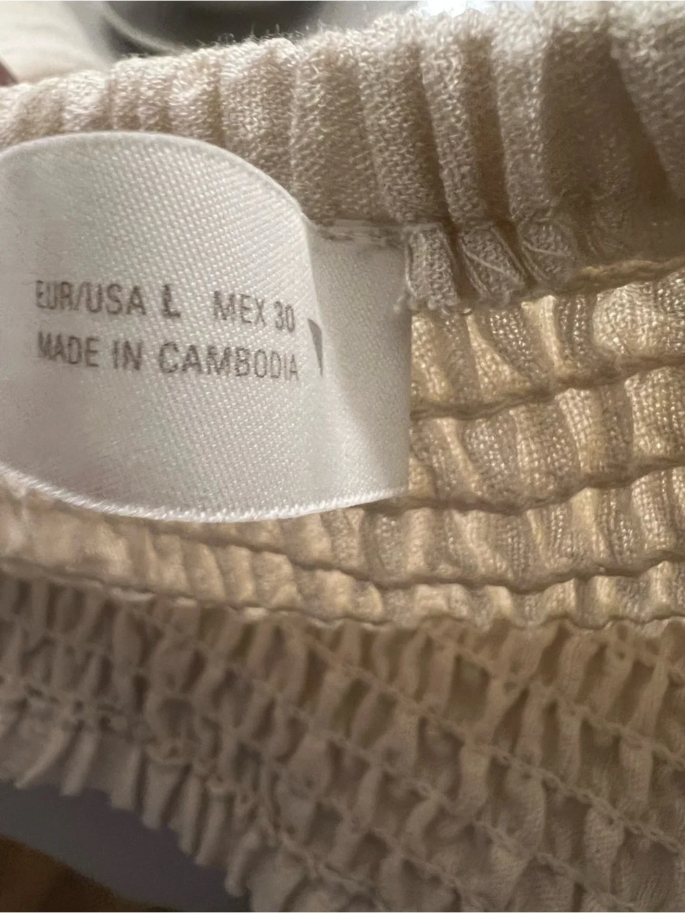Zara Cream Smocked Waist Wide-Leg Joggers